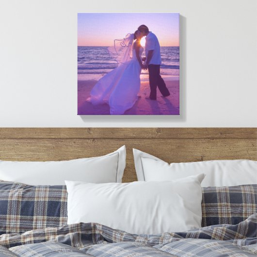 Blauwe Magenta Gradient Overlay Trouwfoto Canvas Afdruk (Insitu (Slaapkamer))