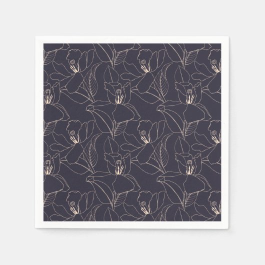 Blauwe magenta lily foliage servet (Voorkant)