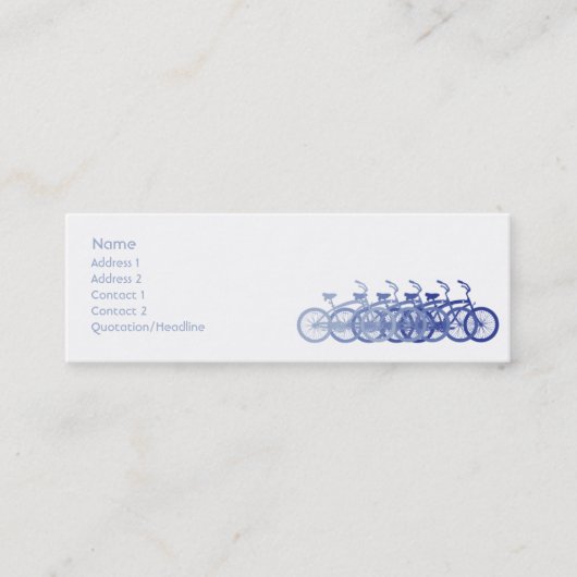 Blauwe Magere Fiets - Mini Visitekaartje (Voorkant)