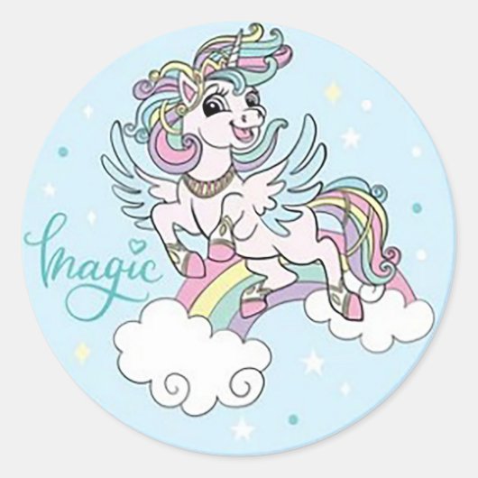 Blauwe magie ronde sticker (Voorkant)