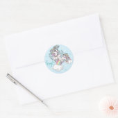Blauwe magie ronde sticker (Envelop)