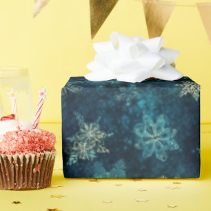 Blauwe Magische Winter Sneeuwvlokken Cadeaupapier