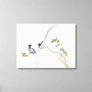 Blauwe magneten met rode kieuwen, een rode bessen canvas afdruk