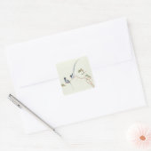 Blauwe magneten met rode kieuwen, een rode bessen  vierkante sticker (Envelop)