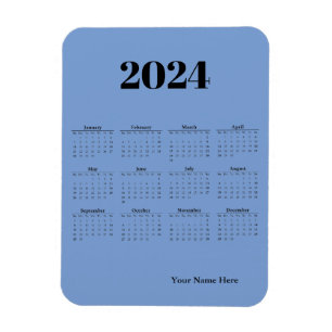 Blauwe magnetische kaart voor 2024 kalender magneet