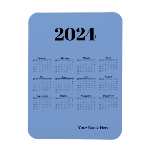 Blauwe magnetische kaart voor 2024 kalender magneet (Verticaal)