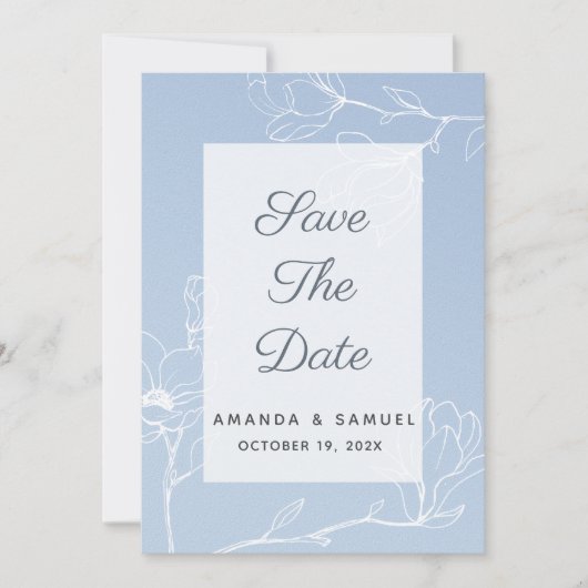 Blauwe Magnolia Save The Date (Voorkant)