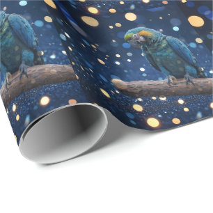 Blauwe Majesteit: de blauwe ara op dromerige blauw Cadeaupapier