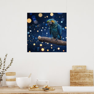 Blauwe Majesteit: de blauwe ara op dromerige blauw Poster