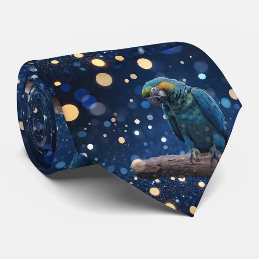Blauwe Majesteit: de blauwe ara op dromerige blauw Stropdas (Opgerold)