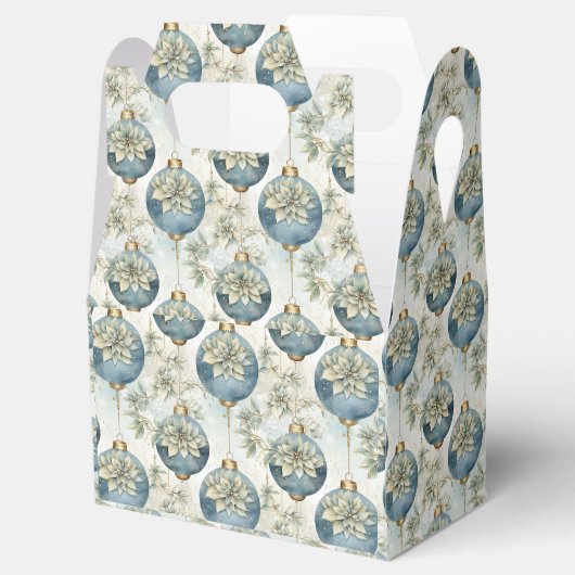 Blauwe Majesteit Elegant Blauw Goud Kerstmispracht Bedankdoosjes (Geopend)