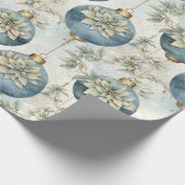 Blauwe Majesteit Elegant Blauw Goud Kerstmispracht Cadeaupapier (Hoek)