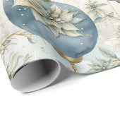 Blauwe Majesteit Elegant Blauw Goud Kerstmispracht Cadeaupapier (Rol Hoek)