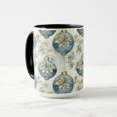 Blauwe Majesteit Elegant Blauw Goud Kerstmispracht Mok (Voorkant links)