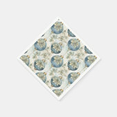 Blauwe Majesteit Elegant Blauw Goud Kerstmispracht Servet (Hoek)