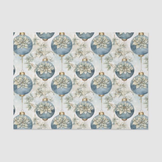 Blauwe Majesteit Elegant Blauw Goud Kerstmispracht Tissuepapier (Voorkant)