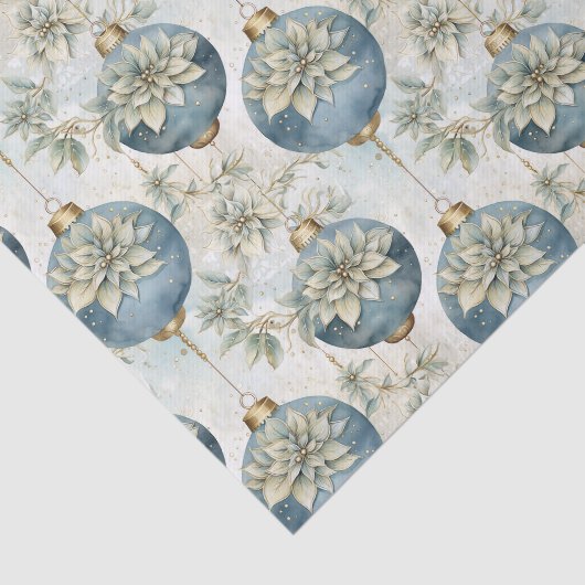 Blauwe Majesteit Elegant Blauw Goud Kerstmispracht Tissuepapier (Detail)