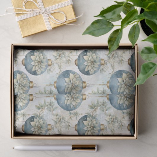 Blauwe Majesteit Elegant Blauw Goud Kerstmispracht Tissuepapier (Geschenk)