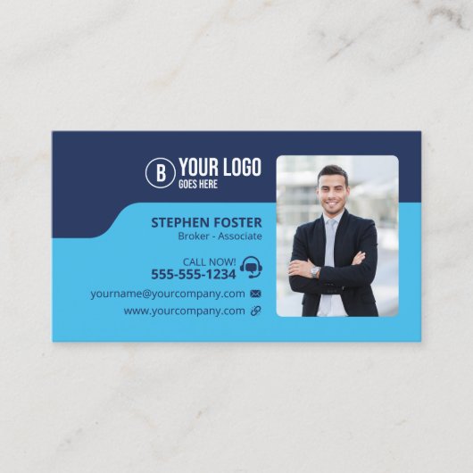 Blauwe makelaar in onroerend goed eigenschappen Ve Visitekaartje (Voorkant)