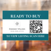 Blauwe makelaar QR-code te koop vensterstickers Raamsticker (Vel 2)