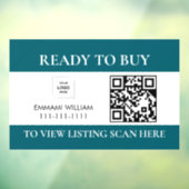 Blauwe makelaar QR-code te koop vensterstickers Raamsticker (Vel 3)