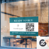 Blauwe makelaar QR-code te koop vensterstickers Raamsticker (Cafe Raam)