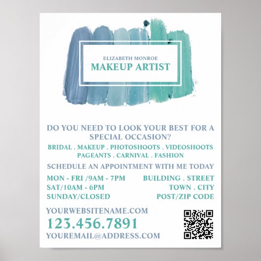 Blauwe, Makeup-artiest Adverteren Poster (Voorkant)
