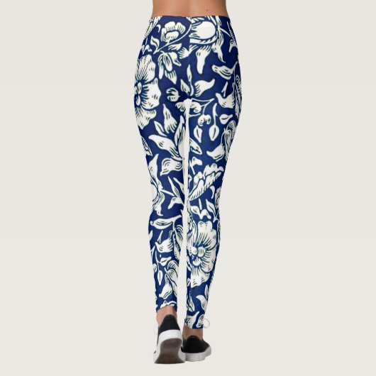 Blauwe Mallow,  Leggings met florale bloeding (Achterkant)