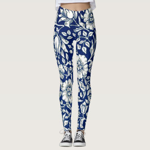 Blauwe Mallow,  Leggings met florale bloeding