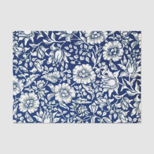 Blauwe Mallow, Navy en White Floral Pattern Tissuepapier