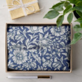 Blauwe Mallow, Navy en White Floral Pattern Tissuepapier (Geschenk)