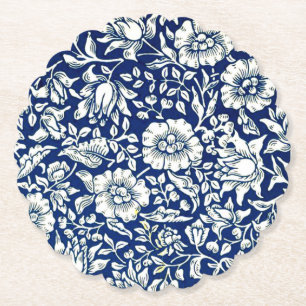 Blauwe Mallow vintage patroon Kartonnen Onderzetters