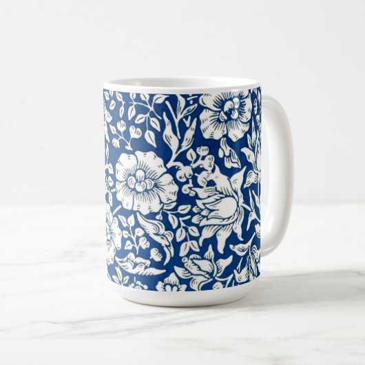 Blauwe Mallow vintage patroon mok (Voorkant rechts)