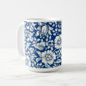 Blauwe Mallow vintage patroon mok (Voorkant links)