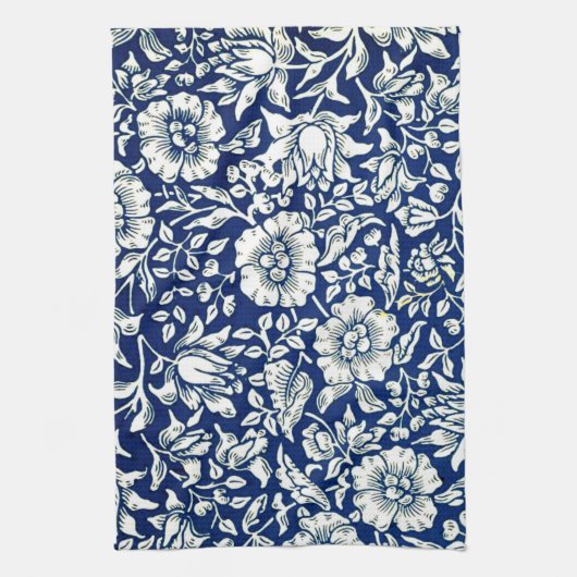 Blauwe Malve, bekend patroon, Theedoek (Verticaal)