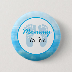 Blauwe mam om Baby shower te worden Ronde Button 5,7 Cm