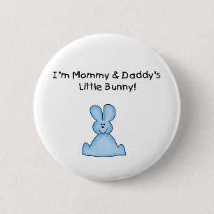 Blauwe mama en papa's kleine Bunny T-shirts Ronde Button 5,7 Cm