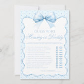 Blauwe mama of papa boog baby jongen shower spel kaart (Voorkant)