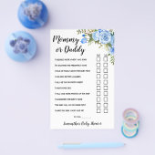 Blauwe mama of papa zei dat ze Baby shower Game Ka Flyer (Enkel)