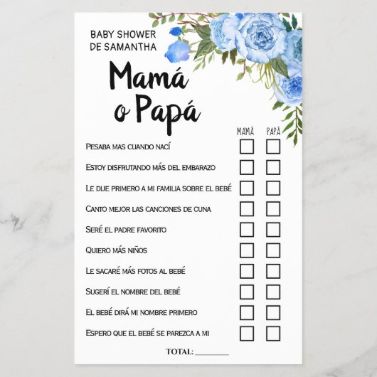 Blauwe mama of papa zei dat ze tweetalige spelkaar flyer (Achterkant)