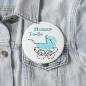 Blauwe  mammie om Baby shower Button te zijn (In situ)