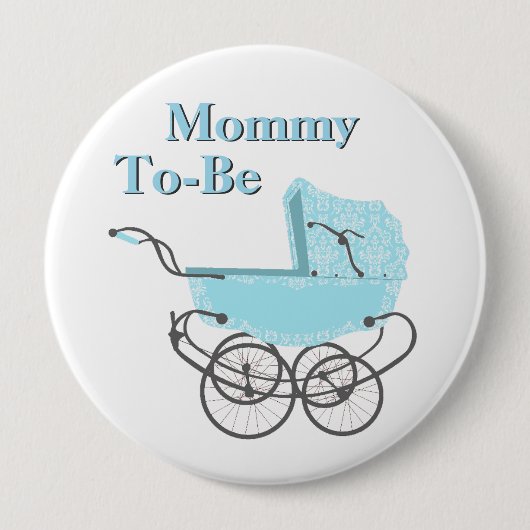 Blauwe  mammie om Baby shower Button te zijn (Voorkant)