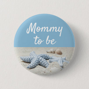 Blauwe mammie om Baby Starfish Shower Button te zi