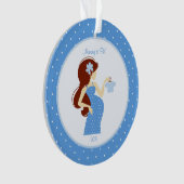 Blauwe mammie om zwanger te worden ornament (voorkant)