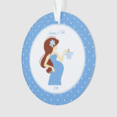 Blauwe mammie om zwanger te worden ornament (voorkant)