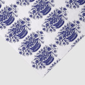 Blauwe mand van Flowers Woodcut Artwork Tissuepapier (Detail)
