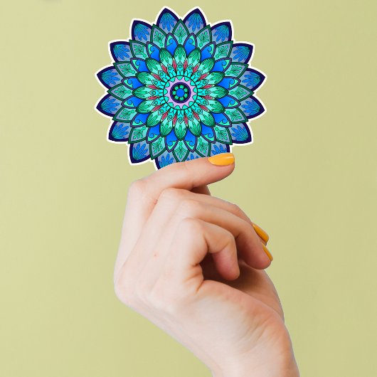 Blauwe mandala 2 x 2 inch sticker