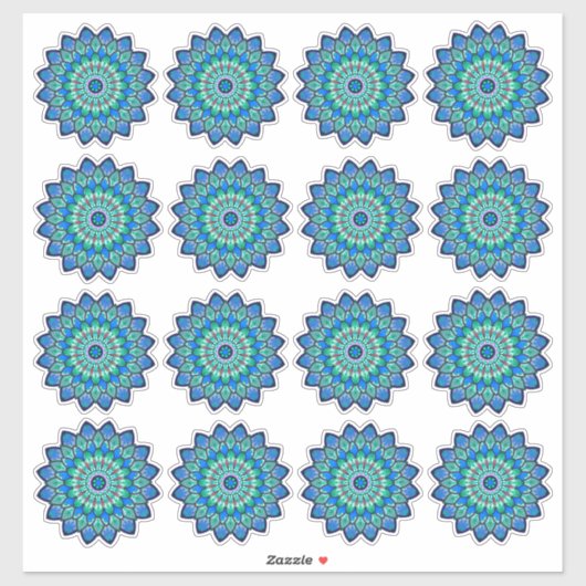 Blauwe mandala 2 x 2 inch sticker (Vel)
