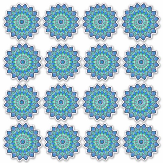 Blauwe mandala 2 x 2 inch sticker (Voorkant)