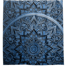 Blauwe Mandala Douchegordijn